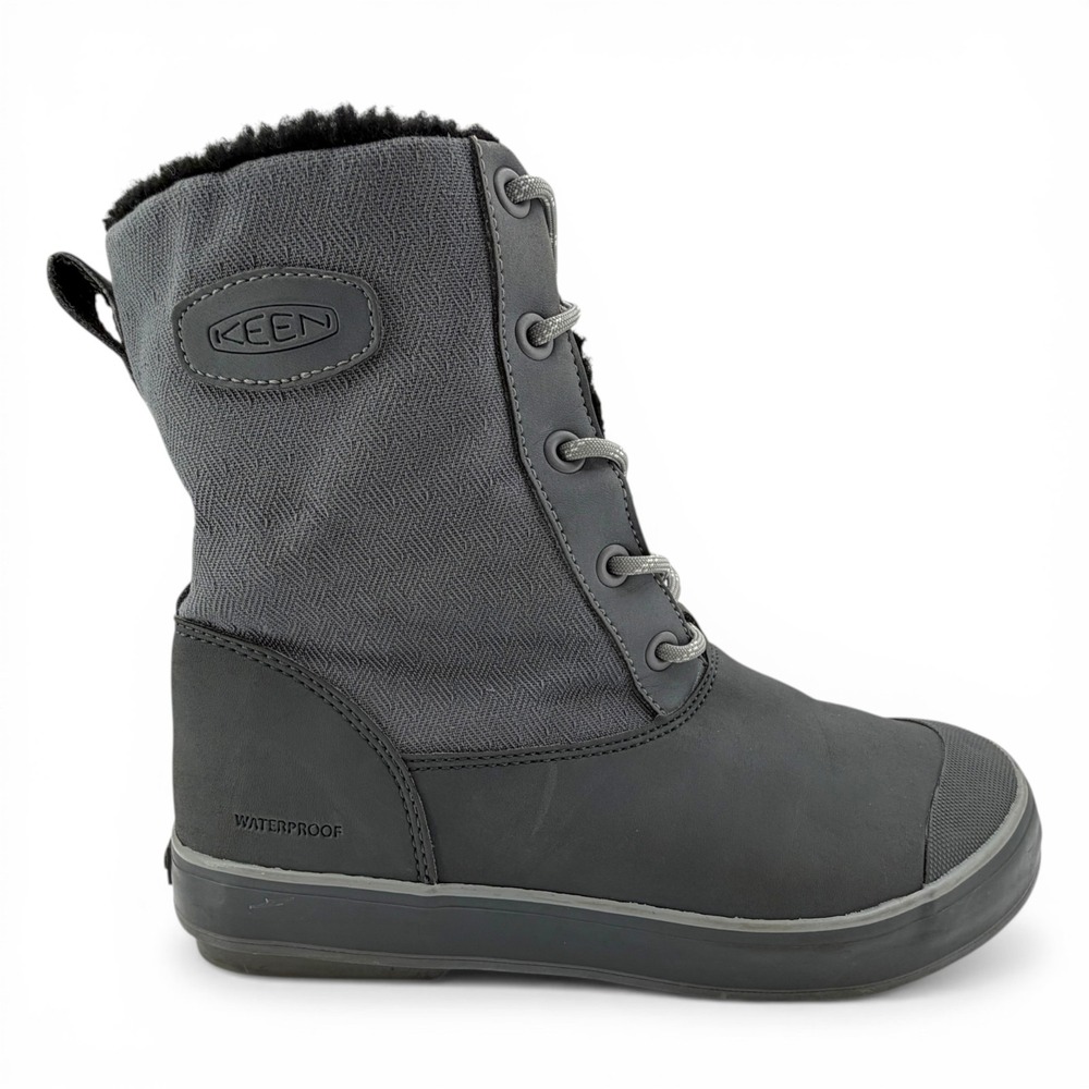 Keen Elsa Waterproof ‎ Fleece Lined Boots Womens Sz 9 Grey Mid Lace Up Rain Snow